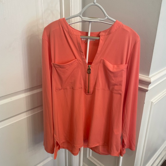 Michael Kors Tops - Michael Kors Vibrant Coral Blouse with Zipper